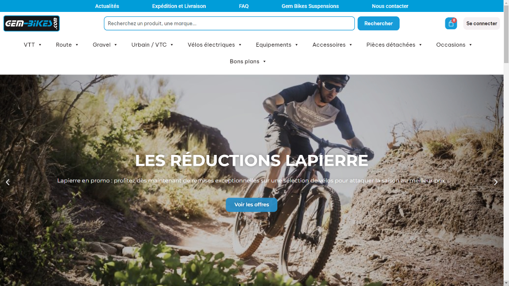 Nouvelle page d'accueil du site Gem-Bikes.com sous WordPress